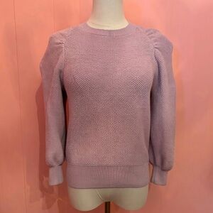 Ann Taylor Lilac Crewneck Puff-Sleeve Sweater